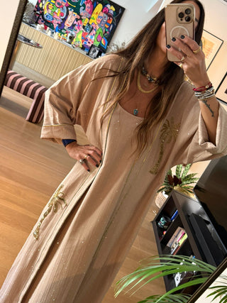 Desert Stone - Long sleeves abaya with inner dress